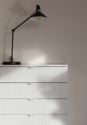 WHITE LABEL LIVING Cayo kommode, m. 4 skuffer - gr MDF og gr jern