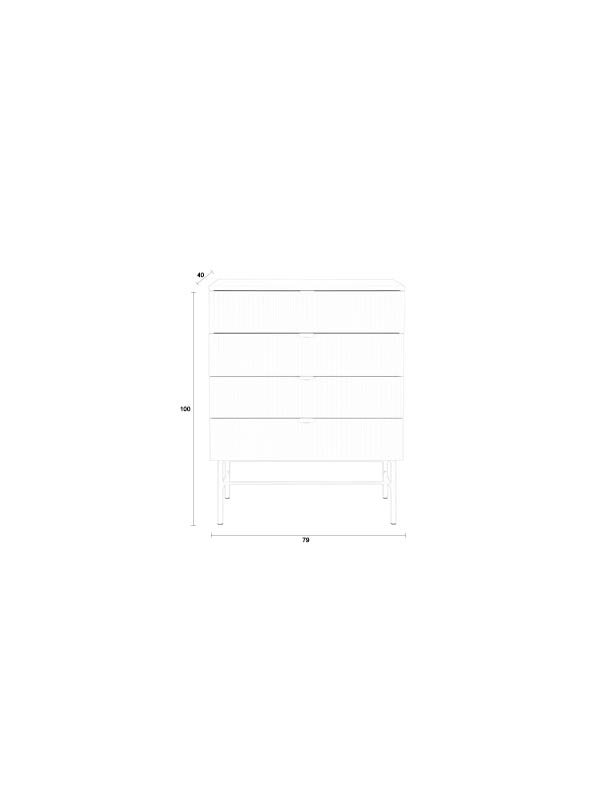 WHITE LABEL LIVING Cayo kommode, m. 4 skuffer - gr MDF og gr jern