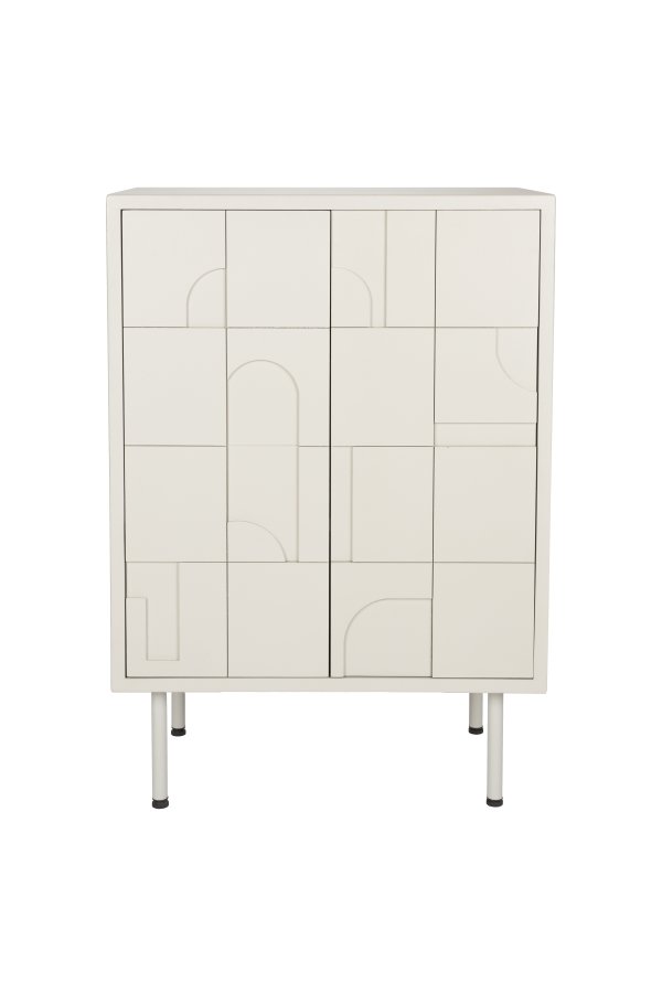 WHITE LABEL LIVING Funk Lav skab, m. 2 lger og 2 hylder - beige MDF og gr jern