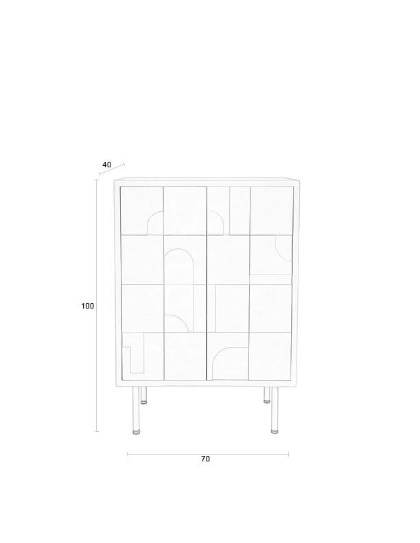 WHITE LABEL LIVING Funk Lav skab, m. 2 lger og 2 hylder - beige MDF og gr jern