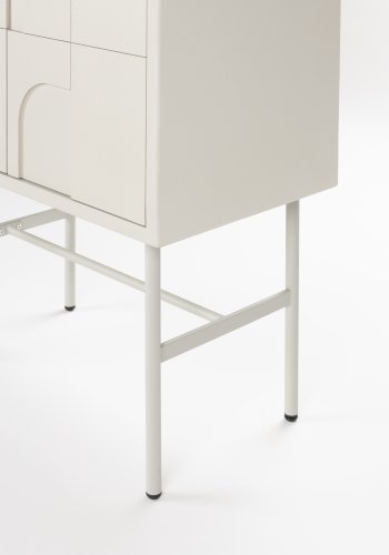 WHITE LABEL LIVING Funk Hj skab, m. 2 lger og 2 hylder - beige MDF og gr jern