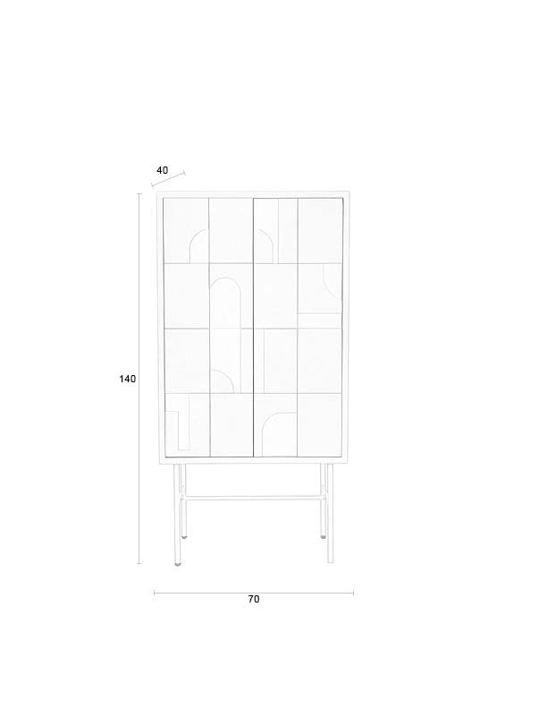 WHITE LABEL LIVING Funk Hj skab, m. 2 lger og 2 hylder - beige MDF og gr jern