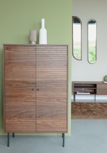 WHITE LABEL LIVING Stripes skab, m. 2 lger og 3 hylder - brun MDF og jern