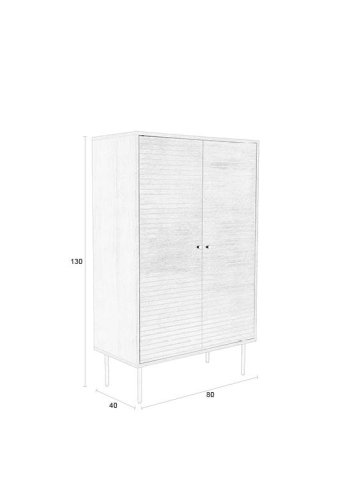 WHITE LABEL LIVING Stripes skab, m. 2 lger og 3 hylder - brun MDF og jern