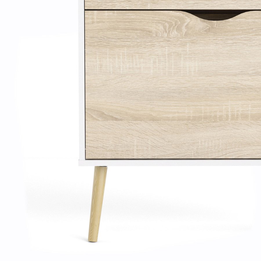 TVILUM Delta skoskab - hvid/egestruktur tr, m. 3 skuffer