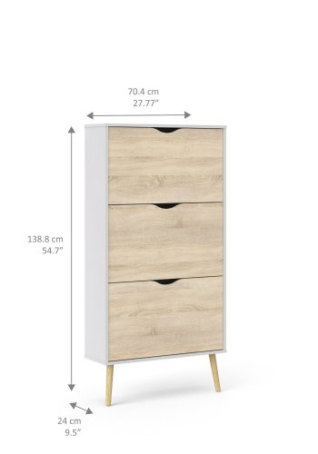 TVILUM Delta skoskab - hvid/egestruktur tr, m. 3 skuffer