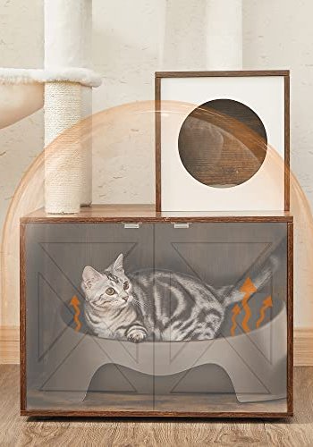 FEANDREA kradsetr, m. affaldsbakke, 3 plyskuglestnger, platform, hule, stol - plys/sisal/brun tr