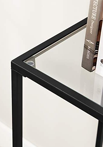 VASAGLE konsolbord, m. 1 hylde - hrdet glas og sort stl (100x35)