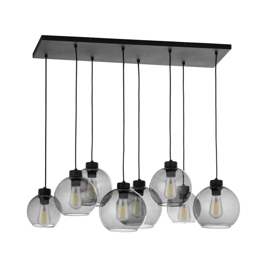 TK Cubus loftlampe, m. 8 skrme - grafit glas og sort metal