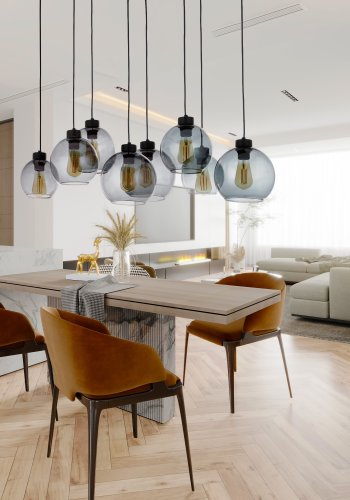 TK Cubus loftlampe, m. 8 skrme - grafit glas og sort metal