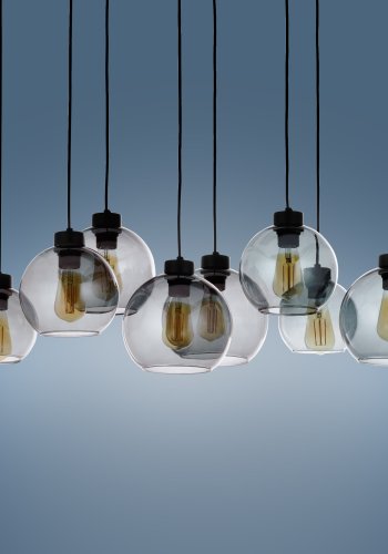 TK Cubus loftlampe, m. 8 skrme - grafit glas og sort metal