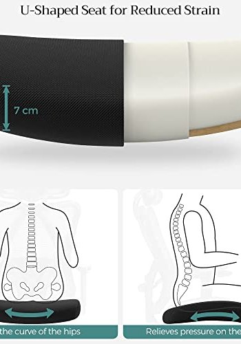 SONGMICS kontorstol, m. armln og justerbar lndesttte og nakkesttte - sort polyester/plastik/stl