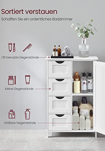 VASAGLE badevrelsesskab, m. 1 lge, 4 skuffer og 1 hylde - hvid MDF