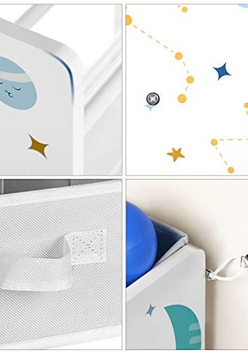 SONGMICS brnereol, m. 9 aftagelige sker - hvid, bl, gr stof og spnplade