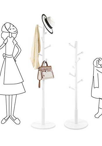 VASAGLE stumtjener, m. 7 afrundede kroge - hvid gummitr og MDF