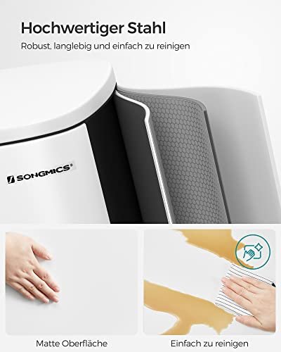 SONGMICS affaldsspand, m. indvendig plastspand, pedal, hngslet lg, bld lukning - hvid stl