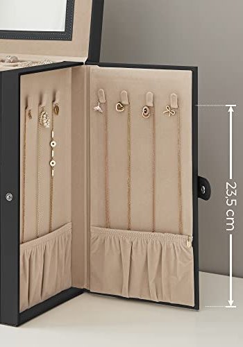 SONGMICS smykkeskrin, lsbar, m. 6 lag, 5 skuffer, spejl - sort MDF