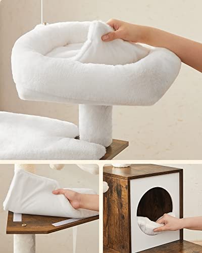 FEANDREA kradsetr, m. affaldsbakke, 3 plyskuglestnger, platform, hule, stol - plys/sisal/brun tr