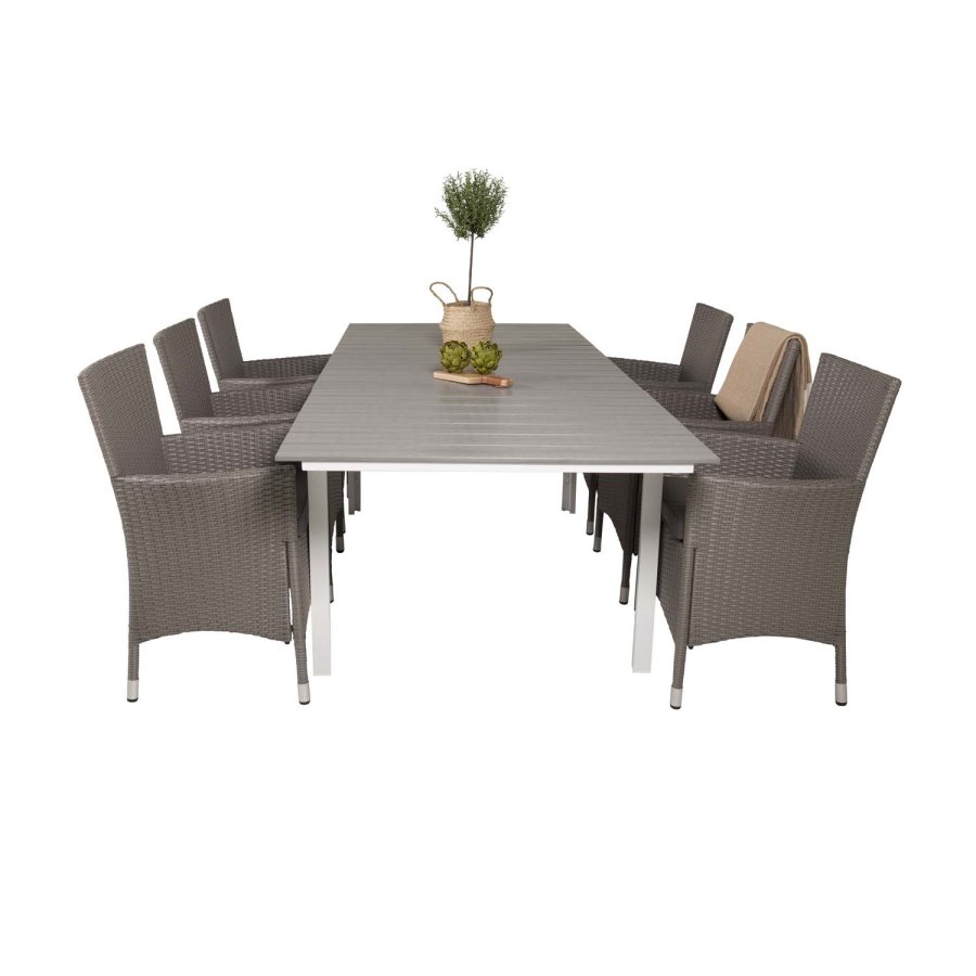 VENTURE DESIGN rektangulr Levels havebord m. udtrk - gr, hvid aluminium (160/240x90)