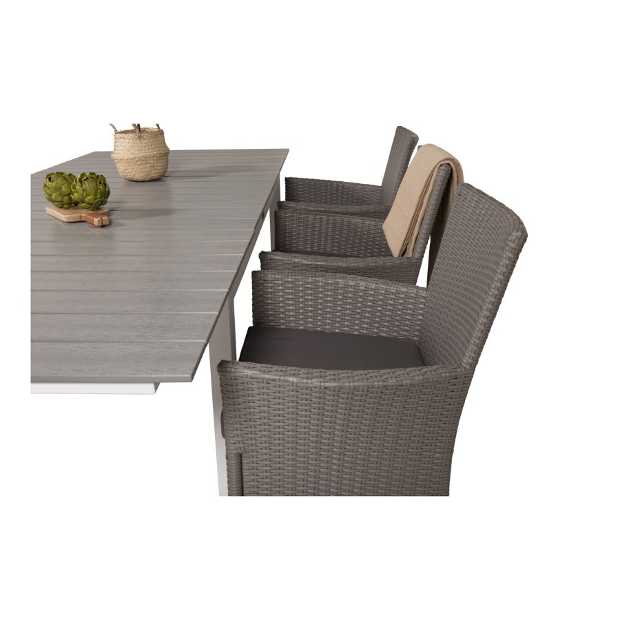 VENTURE DESIGN rektangulr Levels havebord m. udtrk - gr, hvid aluminium (160/240x90)