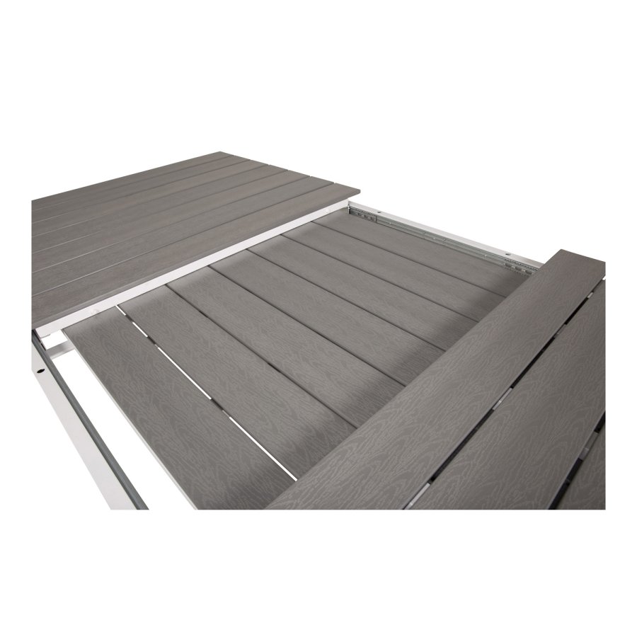 VENTURE DESIGN rektangulr Levels havebord m. udtrk - gr, hvid aluminium (160/240x90)