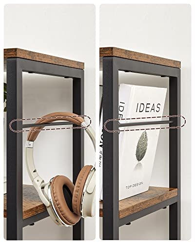 VASAGLE bogreol, m. 5 hylder - rustik brun spnplade og sort stl