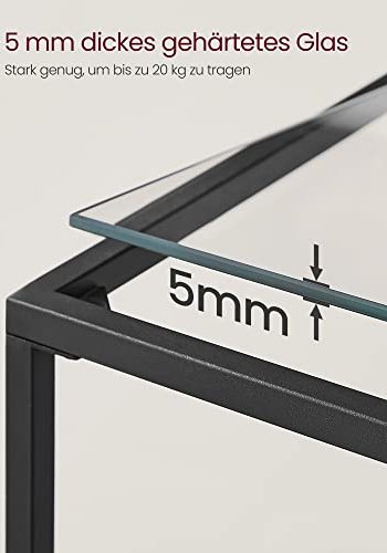 VASAGLE konsolbord, m. 1 hylde - hrdet glas og sort stl (100x35)