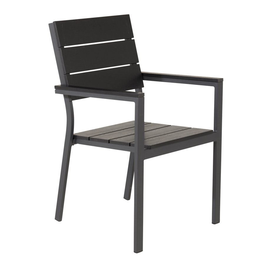 VENTURE DESIGN Levels havestol, m. armln - sort aintwood og aluminium