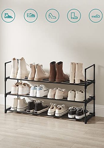 SONGMICS skohylde, m. 3 hylder - sort stl