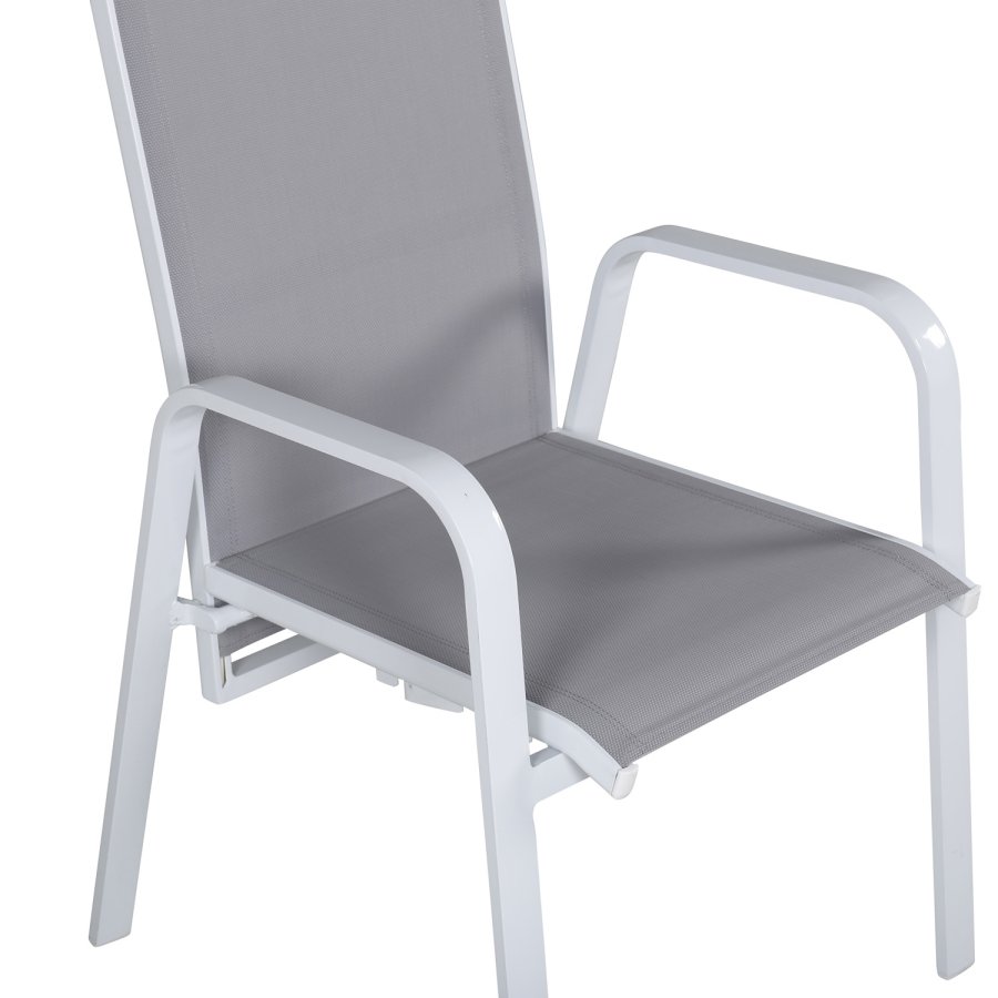 VENTURE DESIGN Copacabana recliner havestol, m. armln - gr textilene og hvid aluminium
