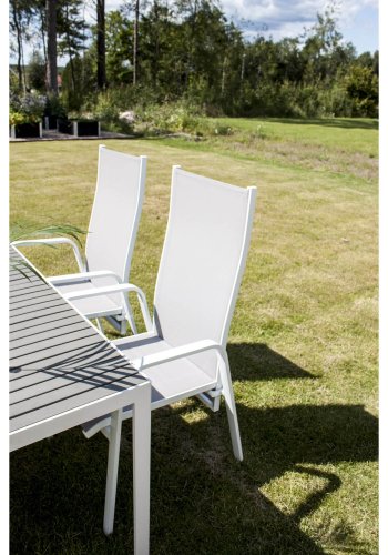 VENTURE DESIGN Copacabana recliner havestol, m. armln - gr textilene og hvid aluminium