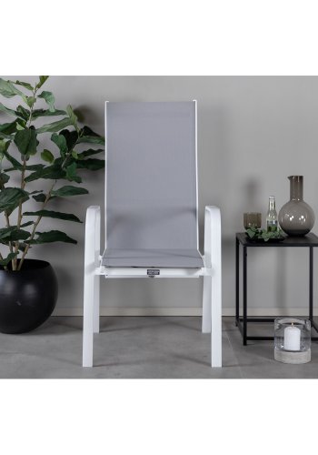 VENTURE DESIGN Copacabana recliner havestol, m. armln - gr textilene og hvid aluminium