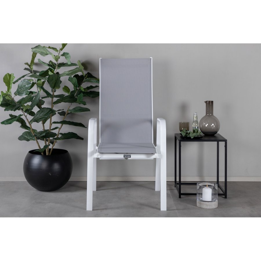 VENTURE DESIGN Copacabana recliner havestol, m. armln - gr textilene og hvid aluminium