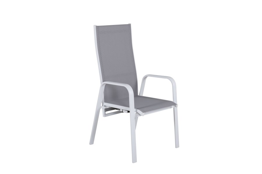 VENTURE DESIGN Copacabana recliner havestol, m. armln - gr textilene og hvid aluminium