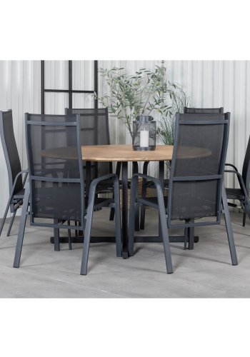 VENTURE DESIGN Copacabana recliner havestol, m. armln - sort textilene og aluminium