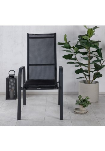 VENTURE DESIGN Copacabana recliner havestol, m. armln - sort textilene og aluminium