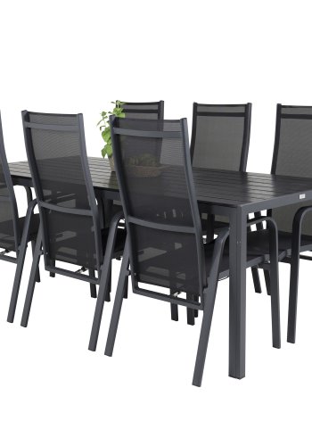 VENTURE DESIGN Copacabana recliner havestol, m. armln - sort textilene og aluminium