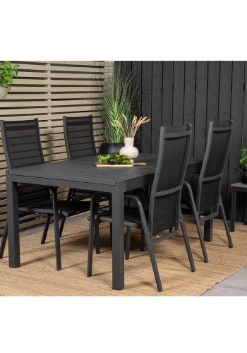 VENTURE DESIGN Copacabana recliner havestol, m. armln - sort textilene og aluminium