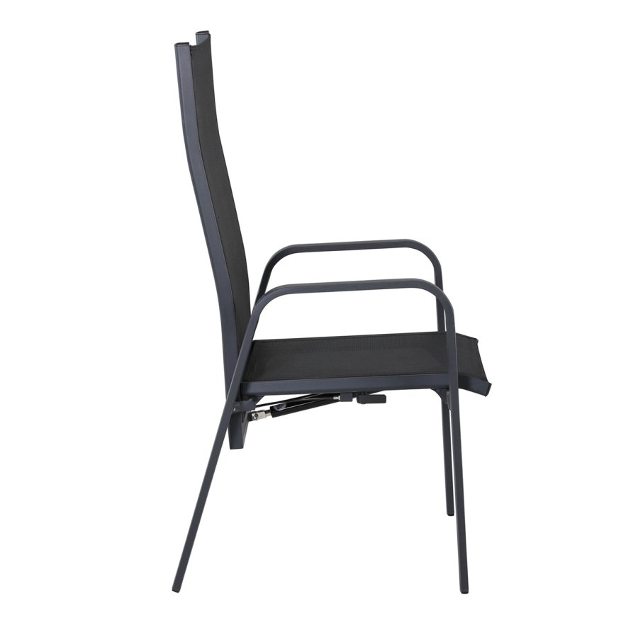 VENTURE DESIGN Copacabana recliner havestol, m. armln - sort textilene og aluminium