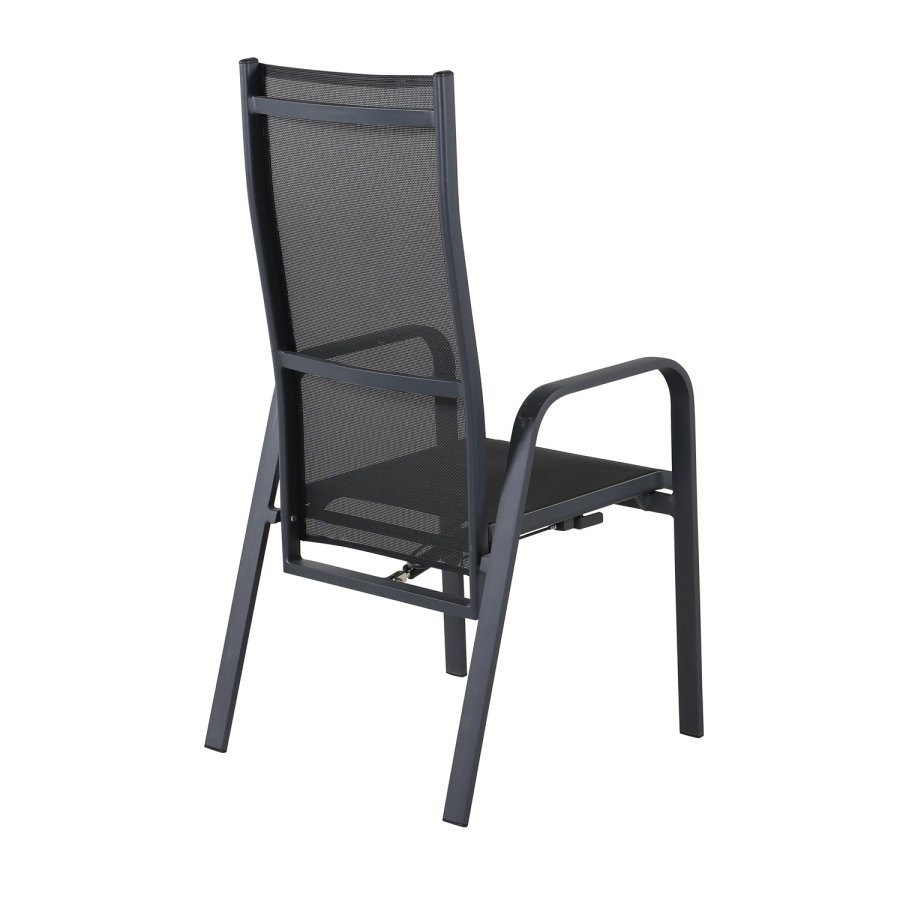 VENTURE DESIGN Copacabana recliner havestol, m. armln - sort textilene og aluminium