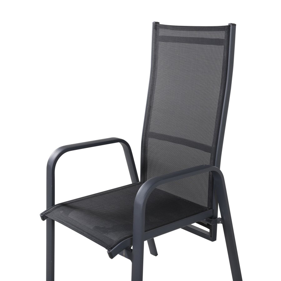 VENTURE DESIGN Copacabana recliner havestol, m. armln - sort textilene og aluminium