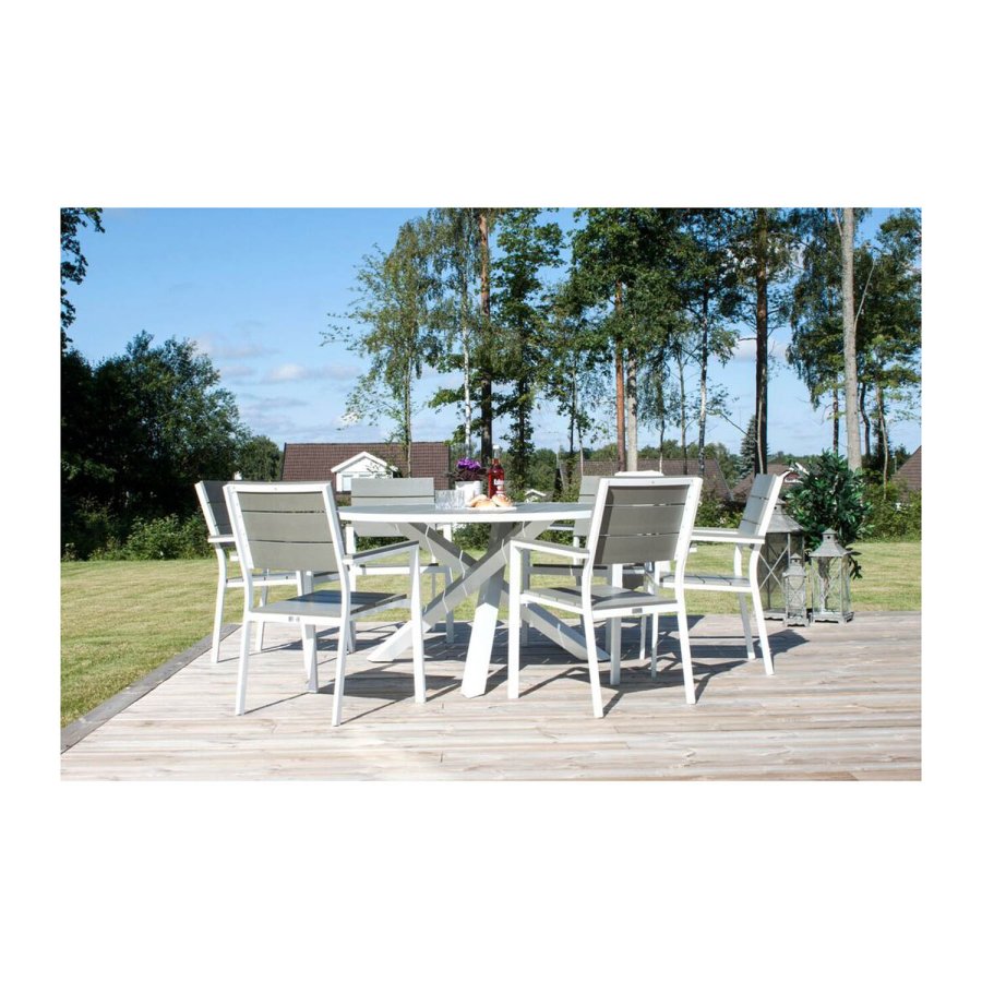 VENTURE DESIGN rund Parma havebord - gr, hvid aluminium (140)