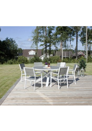 VENTURE DESIGN rund Parma havebord - gr, hvid aluminium (140)