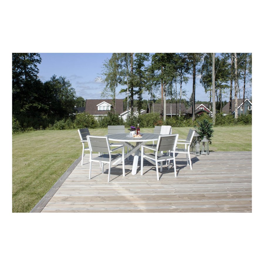 VENTURE DESIGN rund Parma havebord - gr, hvid aluminium (140)