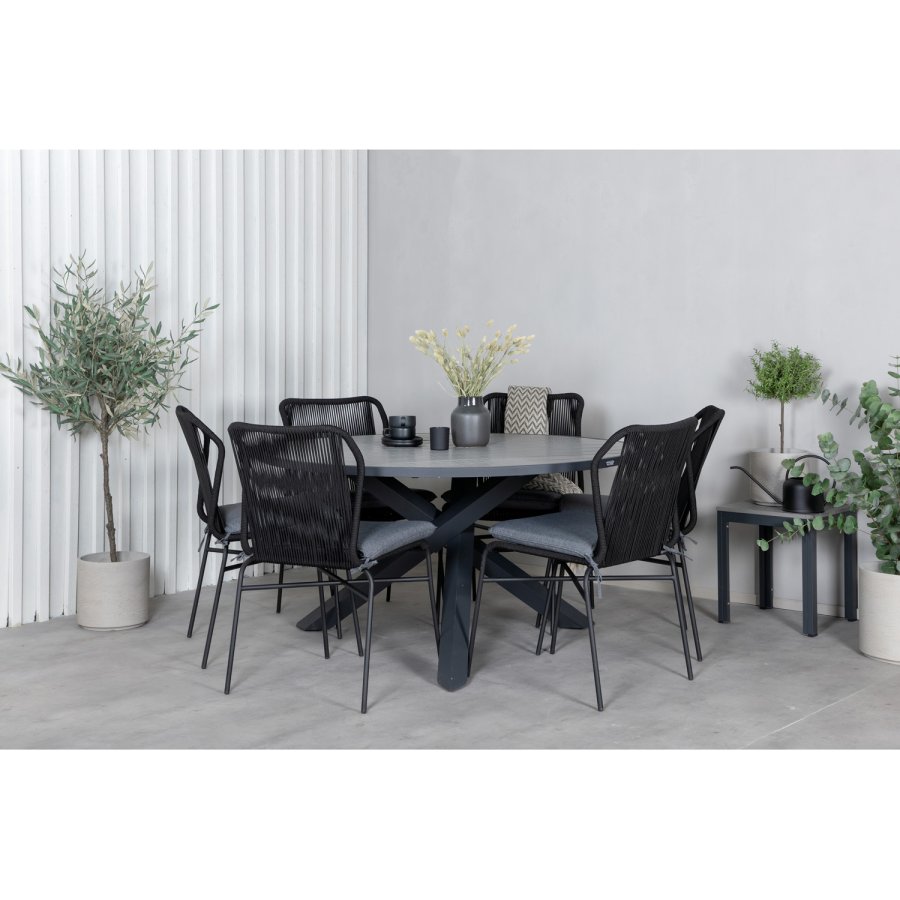 VENTURE DESIGN Parma havebord - gr aintwood og sort aluminium (140)