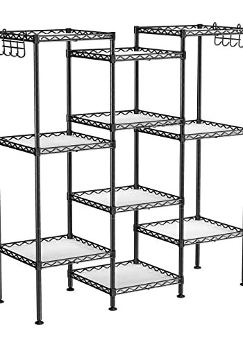 SONGMICS badevrelsesreol, m. 5 hylder, 4 aftagelige kroge - klar plastik og sort stl