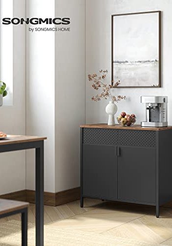 SONGMICS skab, m. 2 lger og 1 justerbar hylde - rustik brun spnplade og sort stl