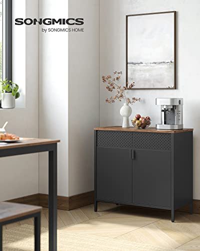 SONGMICS skab, m. 2 lger og 1 justerbar hylde - rustik brun spnplade og sort stl