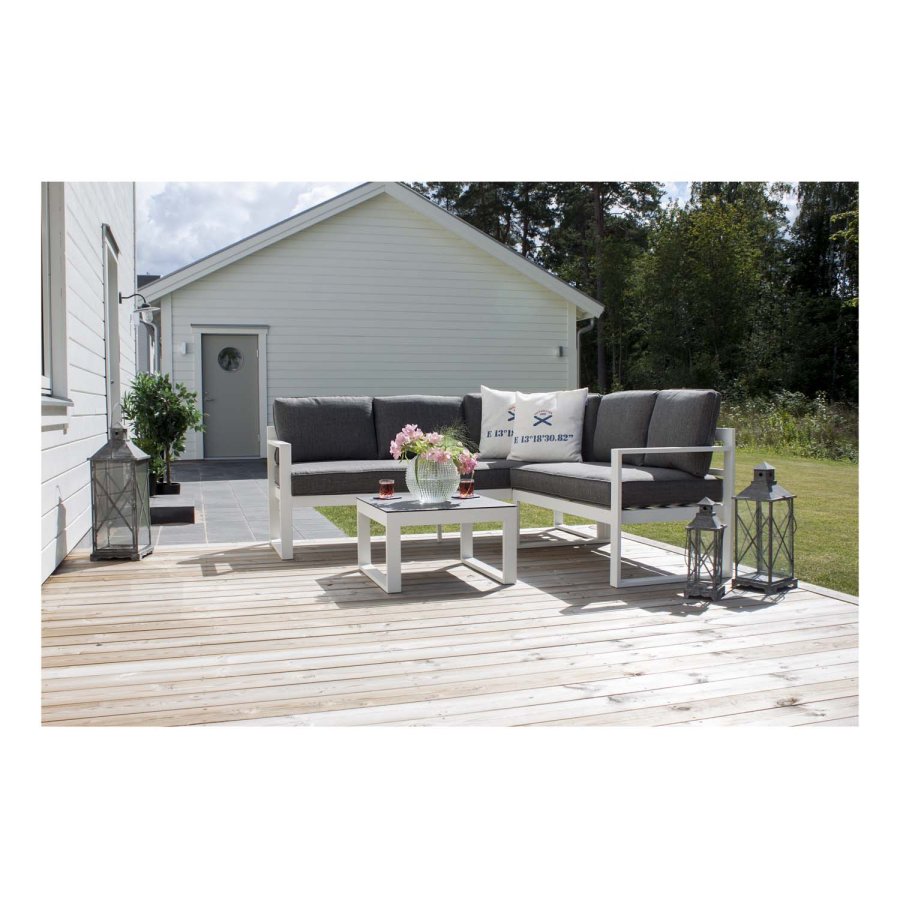 VENTURE DESIGN Salvador hjrne havesofa m. hynder - hvid rattan og aluminium