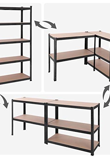 SONGMICS reol til redskabsrum, m. 5 hylder - natur MDF og sort stl